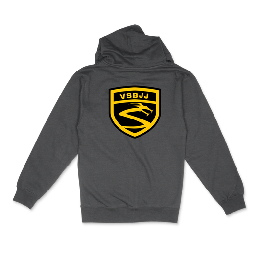 Vitor Shaolin VSBJJ Dragon Charcoal Heather Yellow Dragon Zip Hoodie