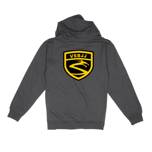 Vitor Shaolin VSBJJ Dragon Charcoal Heather Yellow Dragon Zip Hoodie