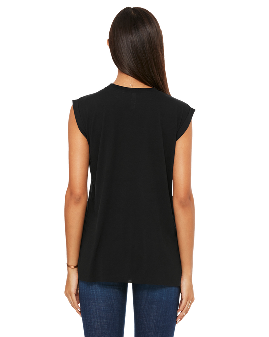 Ladies Flowy Muscle T-Shirt Minimal Tiger Three Organik World Lab Collab