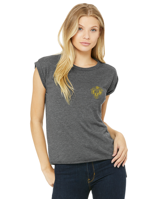 Ladies Flowy Muscle T-Shirt Tiger One Art Organik World Lab Collab