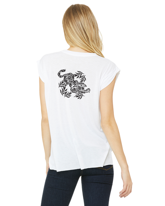 Ladies Flowy Muscle T-Shirt Tiger Two Organik World Lab Collab