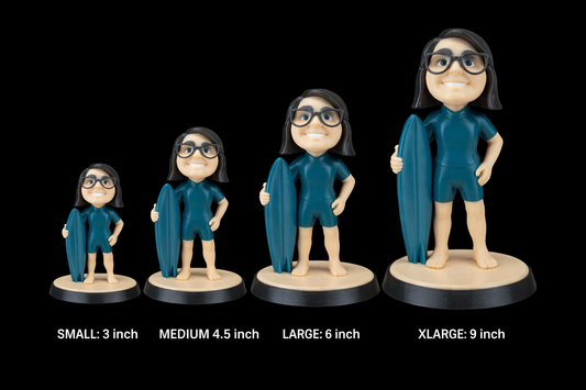Your Character Surf Statue 3D Printed | Custom 3D Figurine