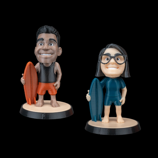 Your Character Surf Statue 3D Printed | Custom 3D Figurine